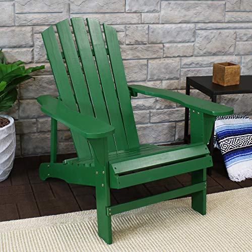 Sunnydaze Coastal Bliss Outdoor Wooden Adirondack Patio Chair Set of 2, Green
