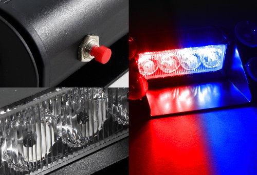 Red & Blue Generation 3 LED Law Enforcement Use Strobe Lights For Interior Roof / Dash / Windshield