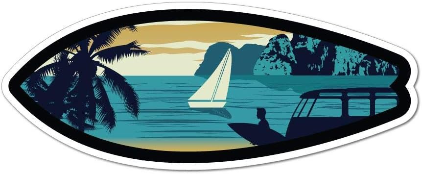 Surfboard Ocean Sport Car Sticker Decal Beach Surf Sunset Sun Van Hippie Travel