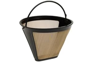 Jurtmy Stainless Steel Reusable #4 Cone Coffee Filter Mesh Basket, Permanent Gold Tone Filter for Drip Coffee Makers, Acid Re