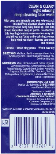 Clean & Clear Night Relaxing Deep Cleaning Face Wash, Oil-Free, 8 Fl. Oz(pack of 6)