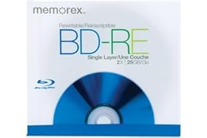 Memorex 05502 BD-RE Discs with 2X Recording Speed and 25GB of Data in Jewel Cases (5-Pack)