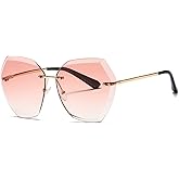 AEVOGUE Sunglasses For Women Oversized Rimless Diamond Cutting Lens Sun Glasses AE0534