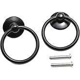 Aifeier ET Single Hole Metal Drop Ring Knobs Black | Drawer Pull Handle for Cabinet, Dresser and Door (2 Pack)