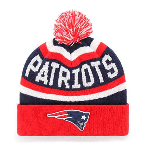 NFL New England Patriots Jasper OTS Cuff Knit Cap with Pom, Light Navy, One Size