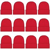ZH 12-Pack Knitted Winter Beanie Hats for Men and Women, Warm and Cozy Cuffed Skull Caps, Bulk Purchase