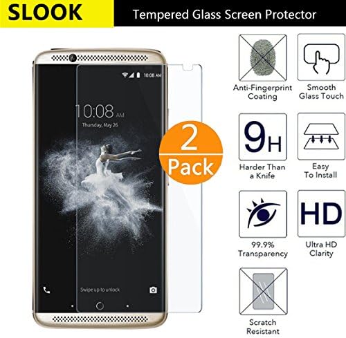 ZTE Axon 7 Glass Screen Protector,[2 Pack]Slook(0.3mm 9H 2.5D) Tempered Glass Screen Protector Shield For ZTE Axon 7 -2 Pack