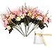 LY EMMET Artificial Rose Bouquets with Ceramics Vase Fake Rose Flowers Decoration for Table Home Office Wedding-Pink