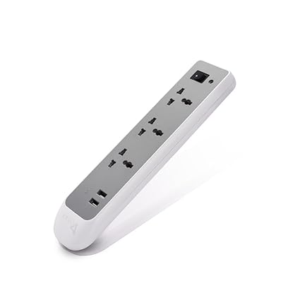 Syska 3-Socket Surge Protector with USB (White)