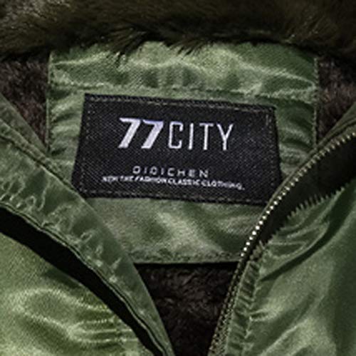 Men's Jacket Motorcycle Bomber Shearling Suede Collar Flight Bomber Jacket Flight Suit Winter Thickening Coat - Thumbnail 4