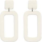 Aishgjia 70S Vintage Minimalist Multicolor Acrylic Geometric Square Hollow Drop Dangle Neon Earrings Retro 80s Party Costume Accessory for Women Jewelry Gifts