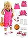 American Fashion World Pink Basketball Uniform for 18-Inch Dolls | Accessories Included | Premium Quality & Trendy Design | Dolls Clothes | Outfit Fashions for Dolls for Popular Brands