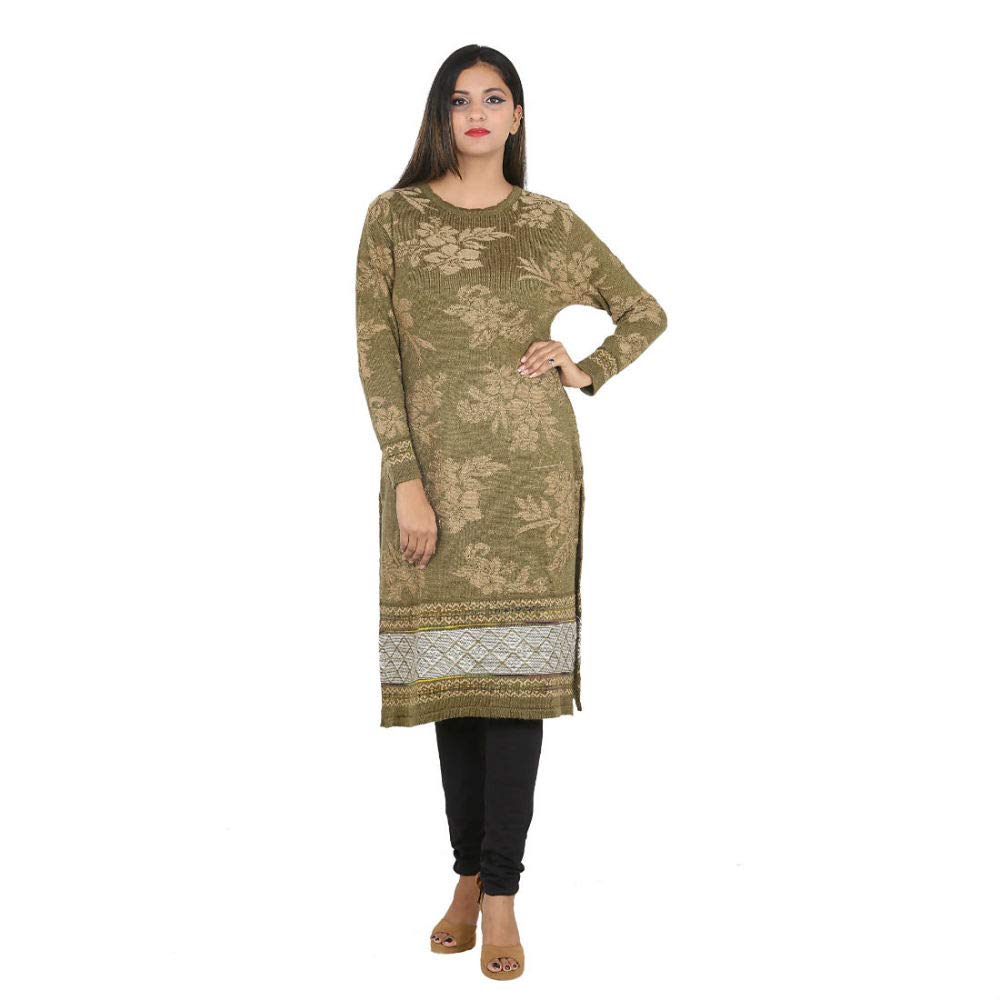 wolly women's and girls woolen kurti for winter #1803 coffee