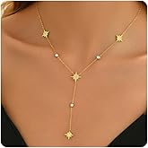 Kyazeo Lariat Necklace for Women,18K Gold Plated CZ Beaded Chain Y-Shaped Pendant