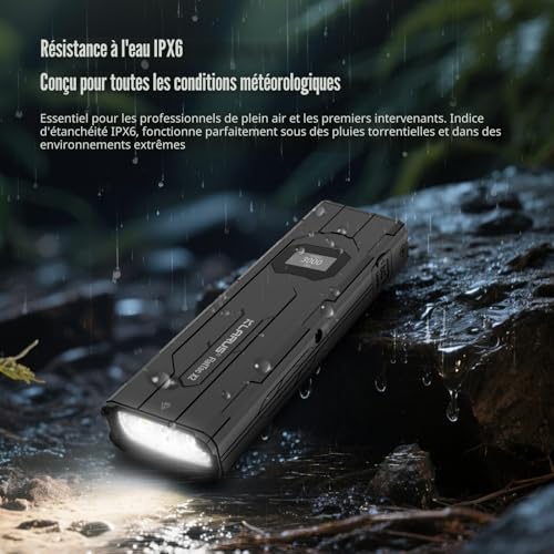 KLARUS X2 Ultra Slim 3000 Lumens Compact Powerful EDC Tactical Flashlight with Dual Switch, OLED Display and IPX6 Waterproof for Outdoor, Mission