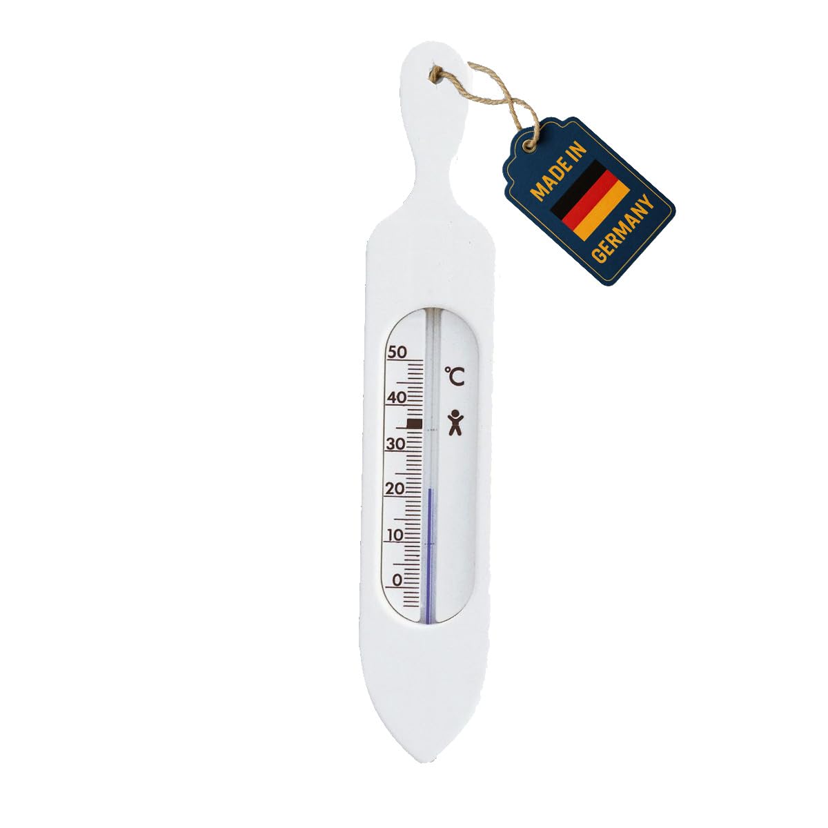 TFA Dostmann Analogue Bath Thermometer, 14.3018.02, BPA-Free, with Natural Measuring Liquid, White, L37 x W11 x H195 mm