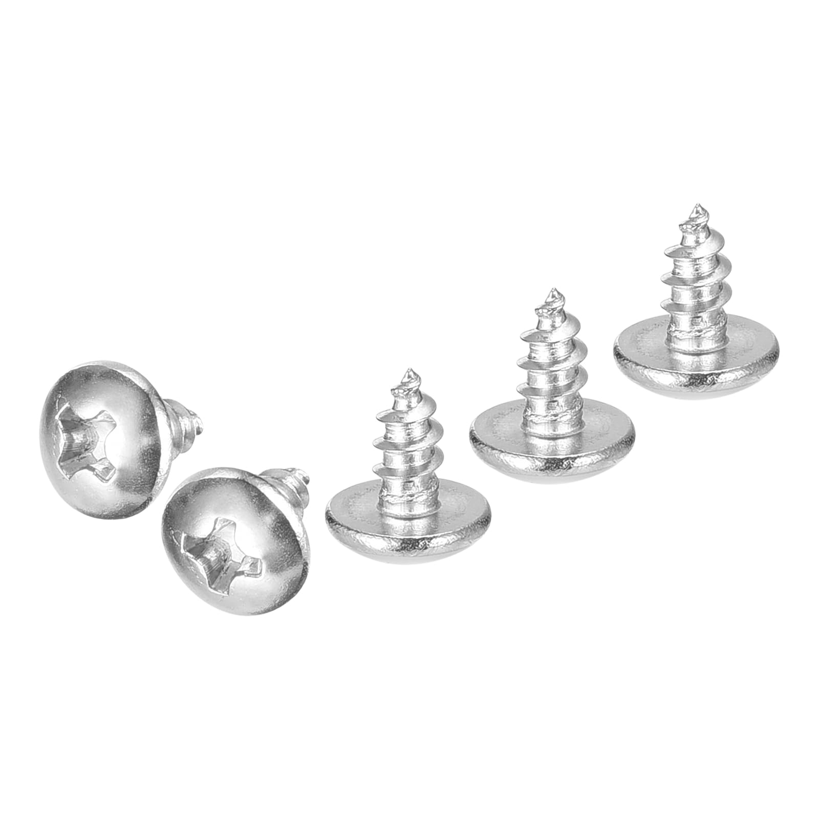 DTGN #4x1/4 Sheet Metal Screws - 200 Pack - for Wood, Furniture - 304 Stainless Steel Phillips Truss Head Self Tapping Tip Wood Screws - Silver — image 1