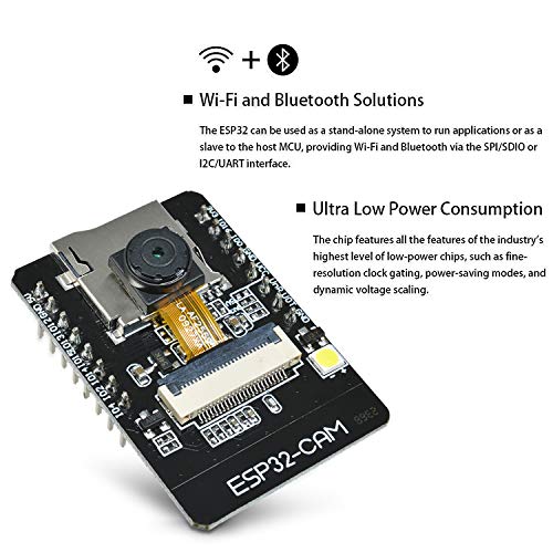 diymore ESP32 CAM OV2640 2MP W-BT Camera Module+2.4G Extension Cable ...