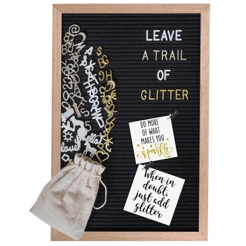 Gadgy Retro Felt Letter Board Black - 610 White Letters and Bag Included, Perfect for Home, Office & Decoration - 30 x 45 cm