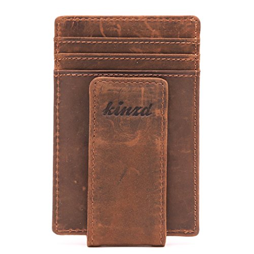 Money Clip, Front Pocket Wallet, Leather RFID Blocking Strong Magnet thin Wallet