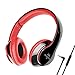 Sound Intone On ear Headphones with Microphone Lightweight Comfortable Volume Control Corded Headset Detachable Cable for iPhone Laptop Computer etc.(Black/Red)