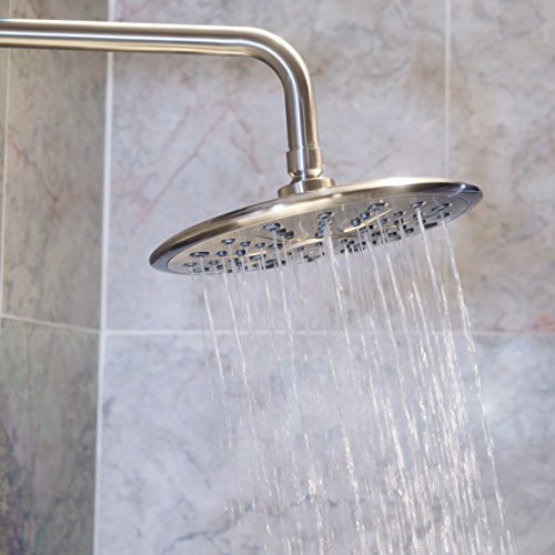 Rain Shower Head Brushed Nickel 9 Inch Large Overhead Rainfall Showerhead With High Flow Big