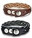 Jstyle 2 Pcs a Set Mens Womens Braided Leather Bracelet Bangle Rope Adjustable 7.5-8.6 Inch
