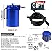 RULLINE Oil Catch can kit,air Oil Separator,Oil Catch Can Tank, Universal Reservoir with Breather Hose Kit Aluminum Polish Baffled 350ml Blue