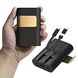 iWALK 10000mAh Power Bank Portable Charger with Built in Type C & Micro USB Cable, QC 3.0 & 18W PD External Battery Pack Compatible with iPhone Xs Max/XS/X 8 7 6, Samsung Galaxy S9/S8 and More, Black