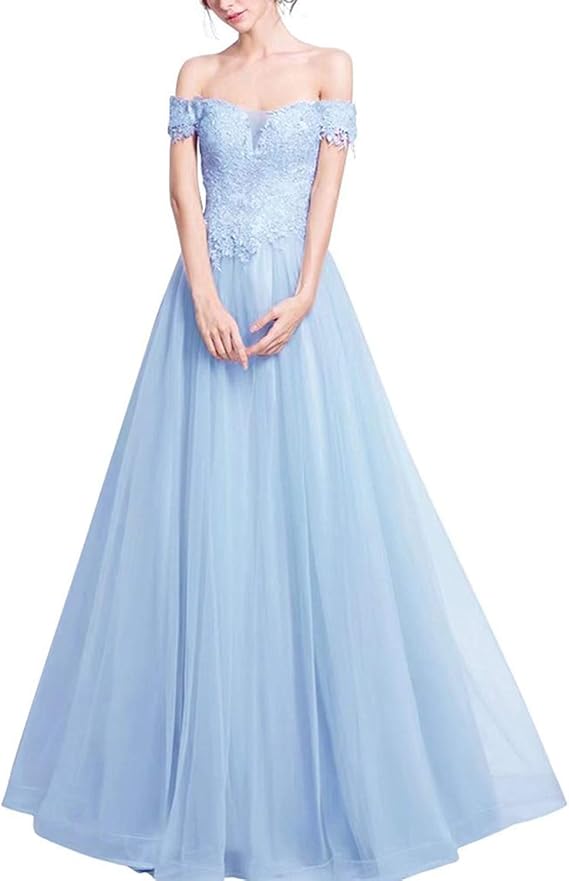 Women Lace Off Shoulder Prom Dresses 2021 Long