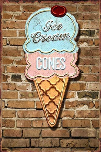 TOCMANE Retro Ice Cream Shaped Metal Tin Sign Indoor & Outdoor Home Bar Coffee Kitchen Ice Cream Shop Wall Decor Tin Sign 8x12 inch