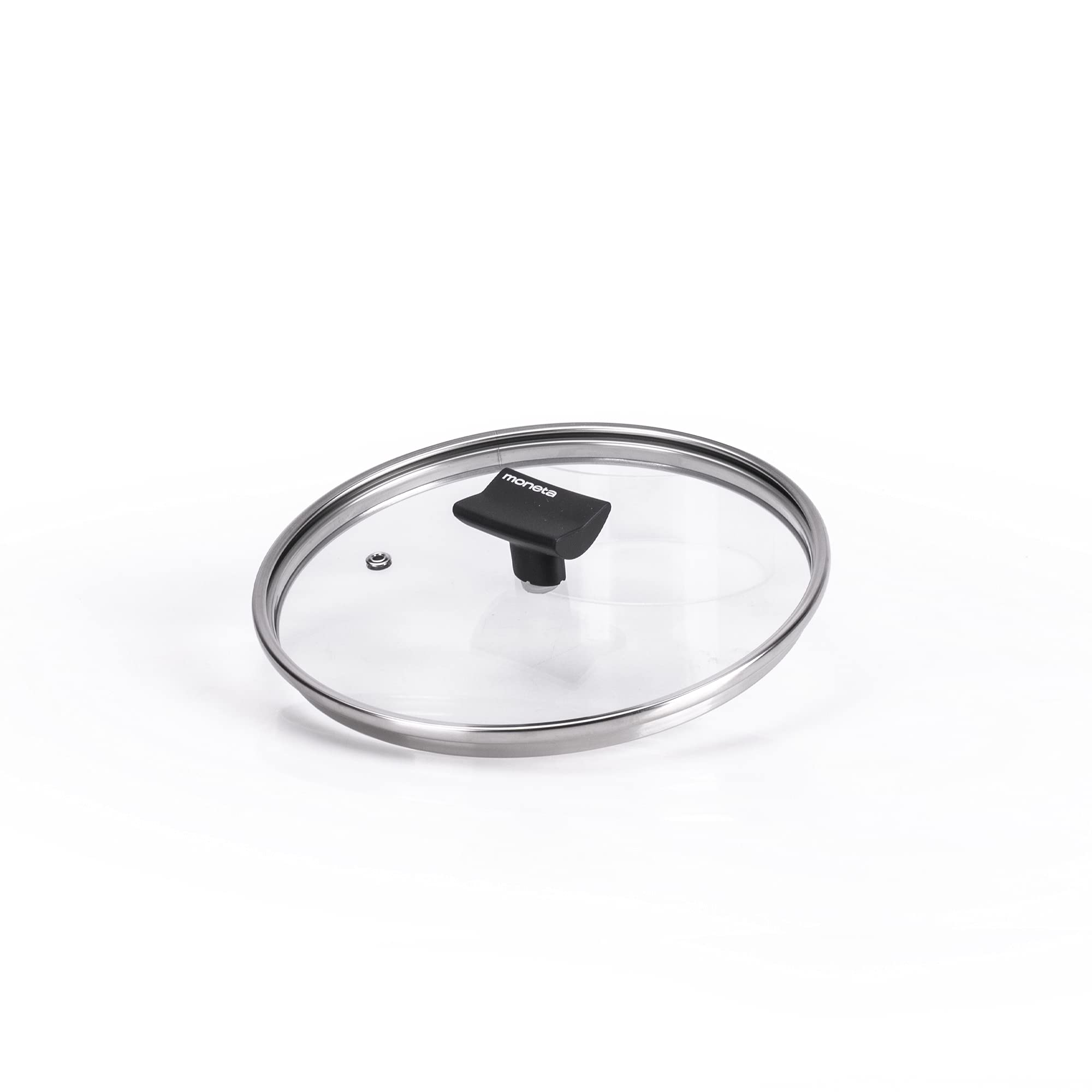 Moneta Flat Glass Lid, Stainless Steel Rim, Nova