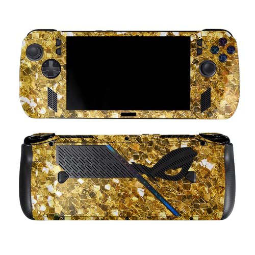 Carbon Fiber Skin Compatible with Asus ROG Ally X - Gold Chips - Premium 3M Vin…