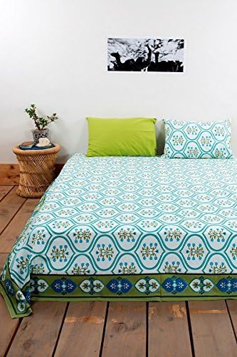 traditional mafia Luxury Collection-Printed Double Bed Sheet Set with 2 Pillow Covers, King Size, Blue
