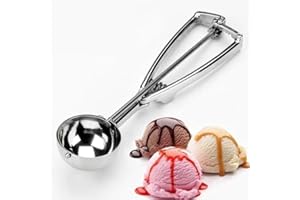 Ice Cream Scoop with Comfortable Handle - Professional Ice Cream Scooper for Gelato, Sorbet, Cookie Dough, Melon, Frozen Yogu