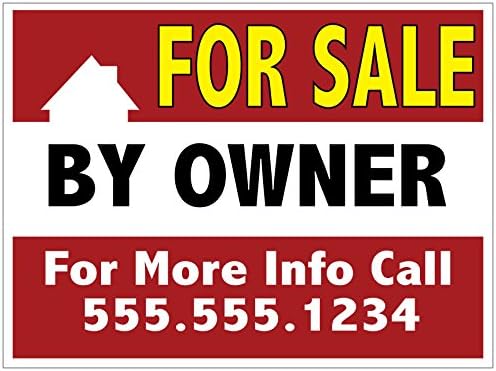 Custom for Sale by Owner Yard Sign, FSBO, Printed 2 Sided - 18 x 24, Wire H Stake Included