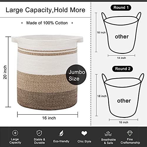 OIAHOMY-Laundry-Baskets-Laundry-HamperStorage-Basket-with-HandlesDecorative-Basket-for-Living-roomWoven-Storage-Basket-for-Toys-BinPillows-BlanketsClothes-20x16in-Gradient-Yellow