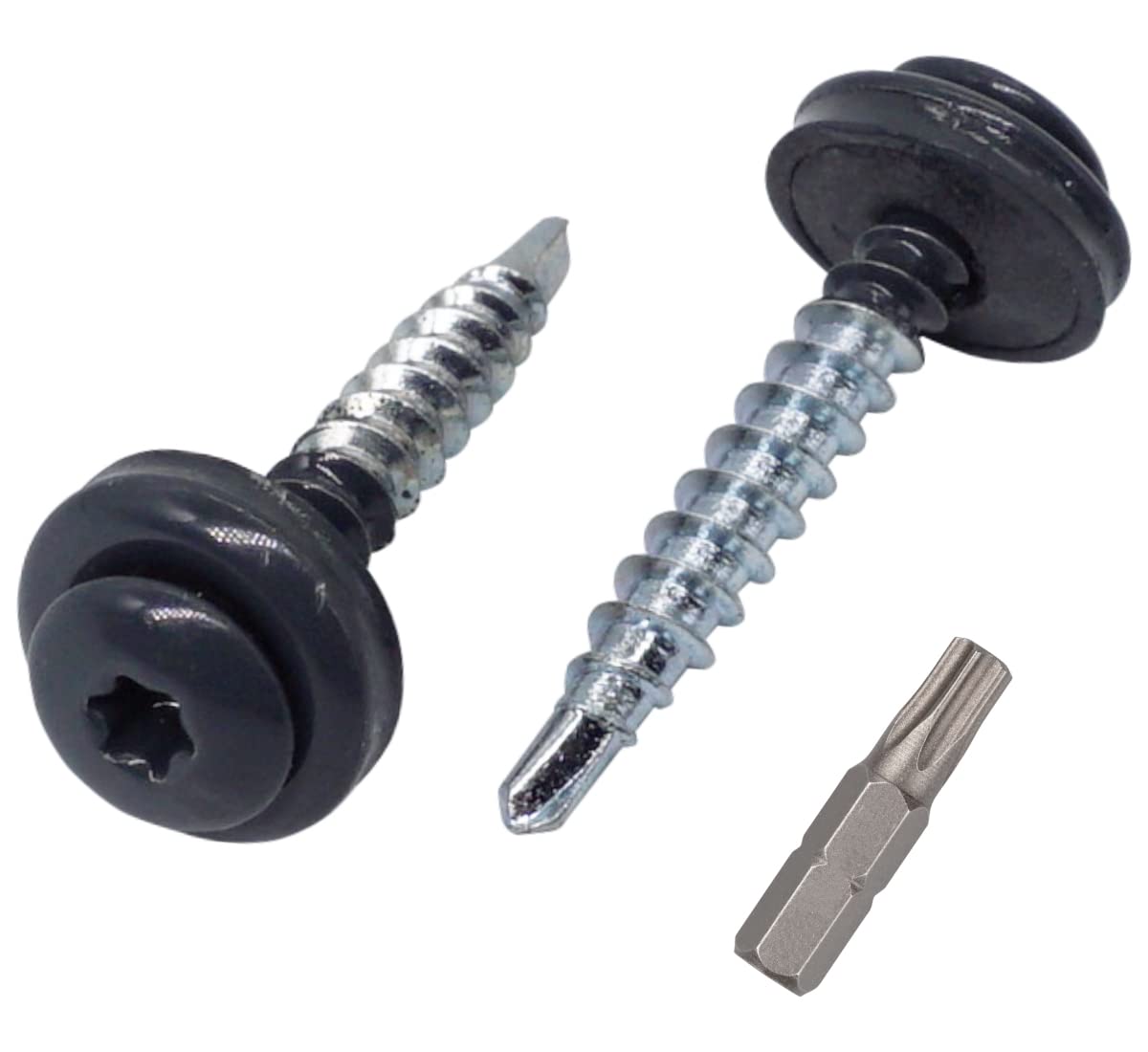 Marcopol (Pack of 60 pcs) Metal Roofing Torx Screws, 4.8 x 35 mm Painted Self-Drilling Screws With EPDM Washers, Sheet Screw (60, Anthracite Grey RAL 7016) โ image 1