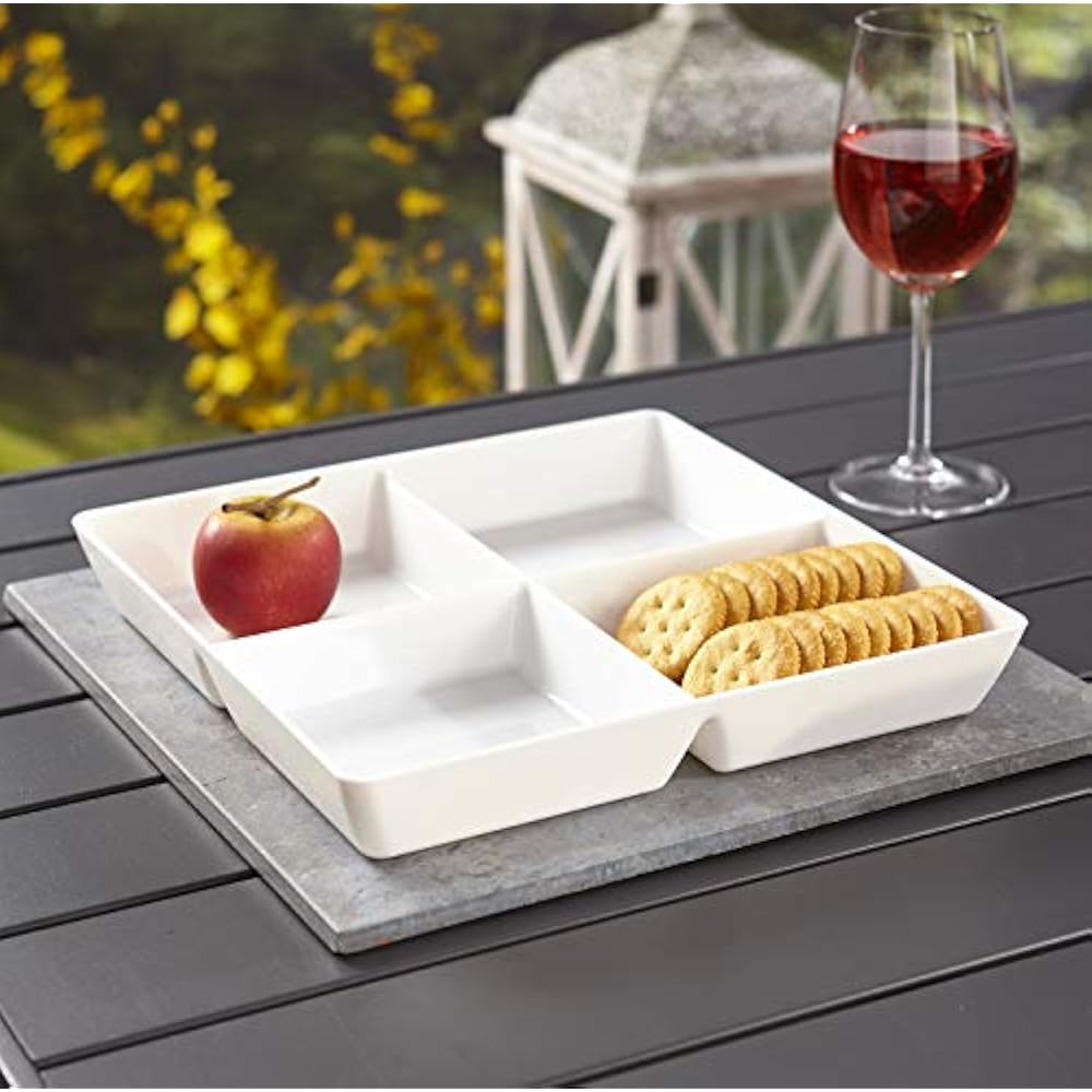 Avant Plastic Appetizer Serving Tray Set Of White Trays