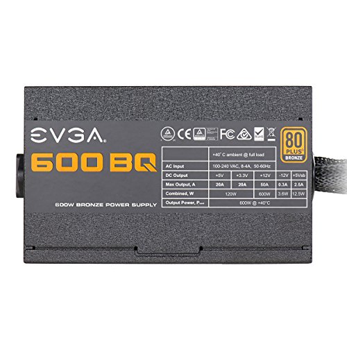 EVGA 110-BQ-0600-K1 600 BQ, 80+ Bronze 600W, Semi Modular, FDB Fan, 3 Year Warranty, Power Supply