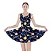 CowCow Womens Navy Space with Cute Rocket Skater Dress, Navy - L
