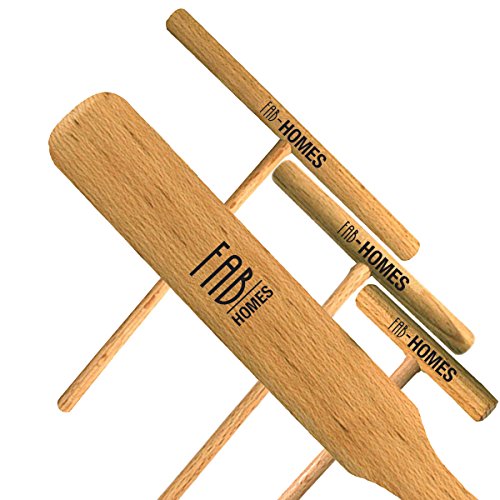 Fab Homes | Crepe Spreader & Spatula Set | Natural Beechwood | 14-inch Spatula | 3.5 - 5 - 7 inch Spreaders | Elegant Finish | Crepe Maker | Home Kitchen | Breakfast Pancakes