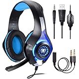 BlueFire Professional 3.5mm PS4 Gaming Headset Headphone with Mic and LED Lights for Playstation 4, Xbox one,Laptop, Computer (Blue)