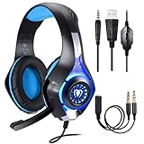 BlueFire Professional 3.5mm PS4 Gaming Headset Headphone with Mic and LED Lights for Playstation 4, Xbox one,Laptop, Computer (Blue)