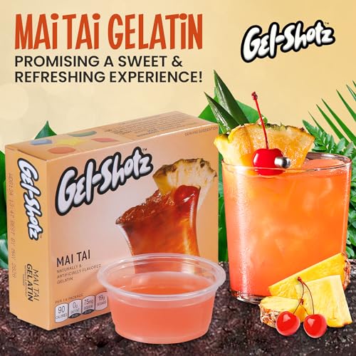 GEL-SHOTZ MAI TAI JELLO MIX – TROPICAL GELATIN POWDER FOR REFRESHING JELLO SHOTS – LOW-CALORIE, JUST ADD WATER – PARTY-READY (3 BOXES)