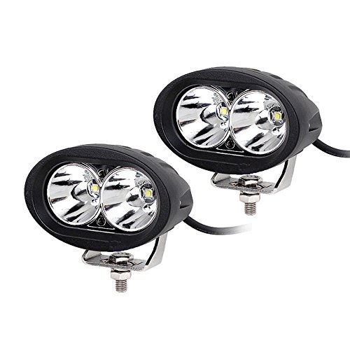DiiZii White/Amber ROUND 20W LED WORK Flood/SPOT BEAM DRIVING LIGHTS For OFFROAD 12/24V 4WD (2PCS Floodlight, White)