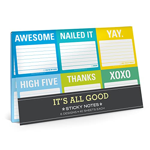 Knock Knock Pacote de notas adesivas It's All Good 40 folhas 6 pastilhas adesivas 21 x 14 cm