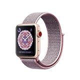 For Apple Watch Band,Soft Breathable Woven Nylon Replacement Sport Loop Band for Apple Watch Series 3/2/1 [38MMM Pink Sand]
