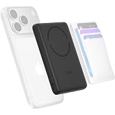 Belkin 5,000mAh 15W MagSafe Power Bank, Slim Qi2 Certified Portable Charger | Magnetic Back Supports MagSafe Accessories On-the-Go, Wireless Battery Pack, USB C Cable, iPhone 18, Pixel 11, Travel, Wallet