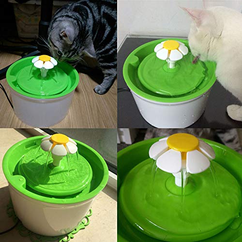 QILICHZ 1.6L Automatic pet Flower Water Fountain Mute Drinker Feeder Bowl Dispenser for Cats and Dogs with Filter